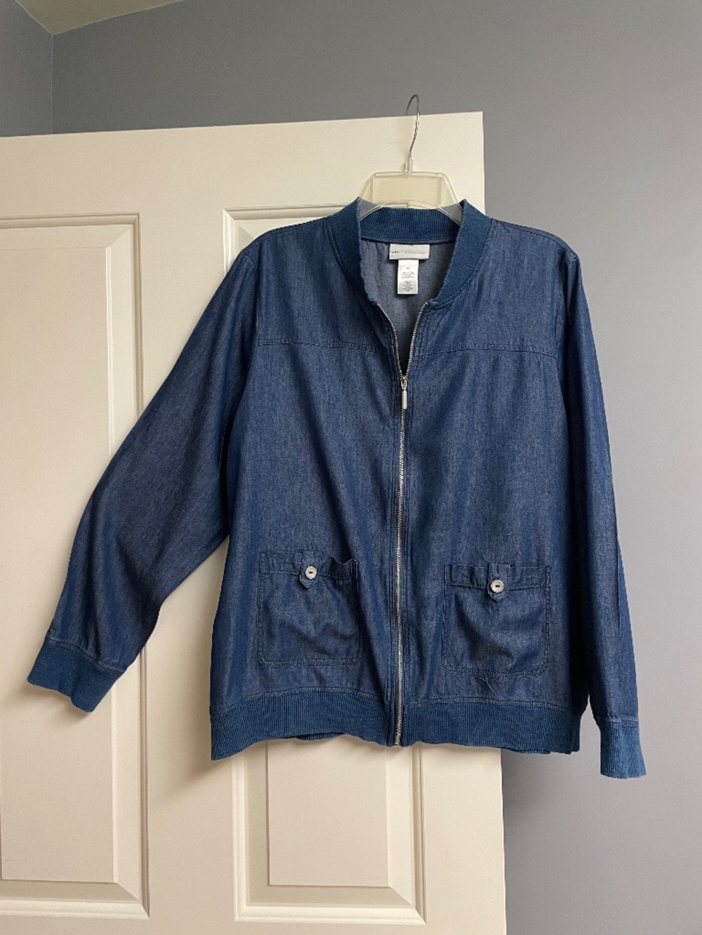 Alfred Dunner Denim Zipper Jacket, Size 18, women